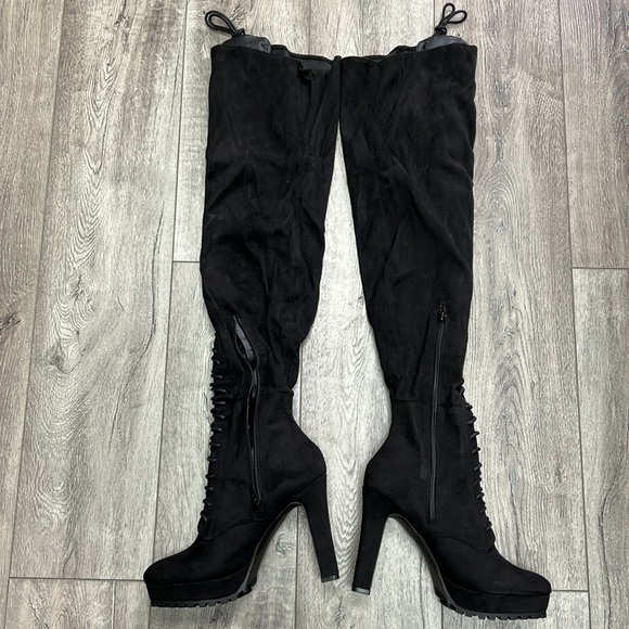 Shoe dazzle Heeled Suede Remi Women  Boots Black Size 9 - Picture 3 of 7